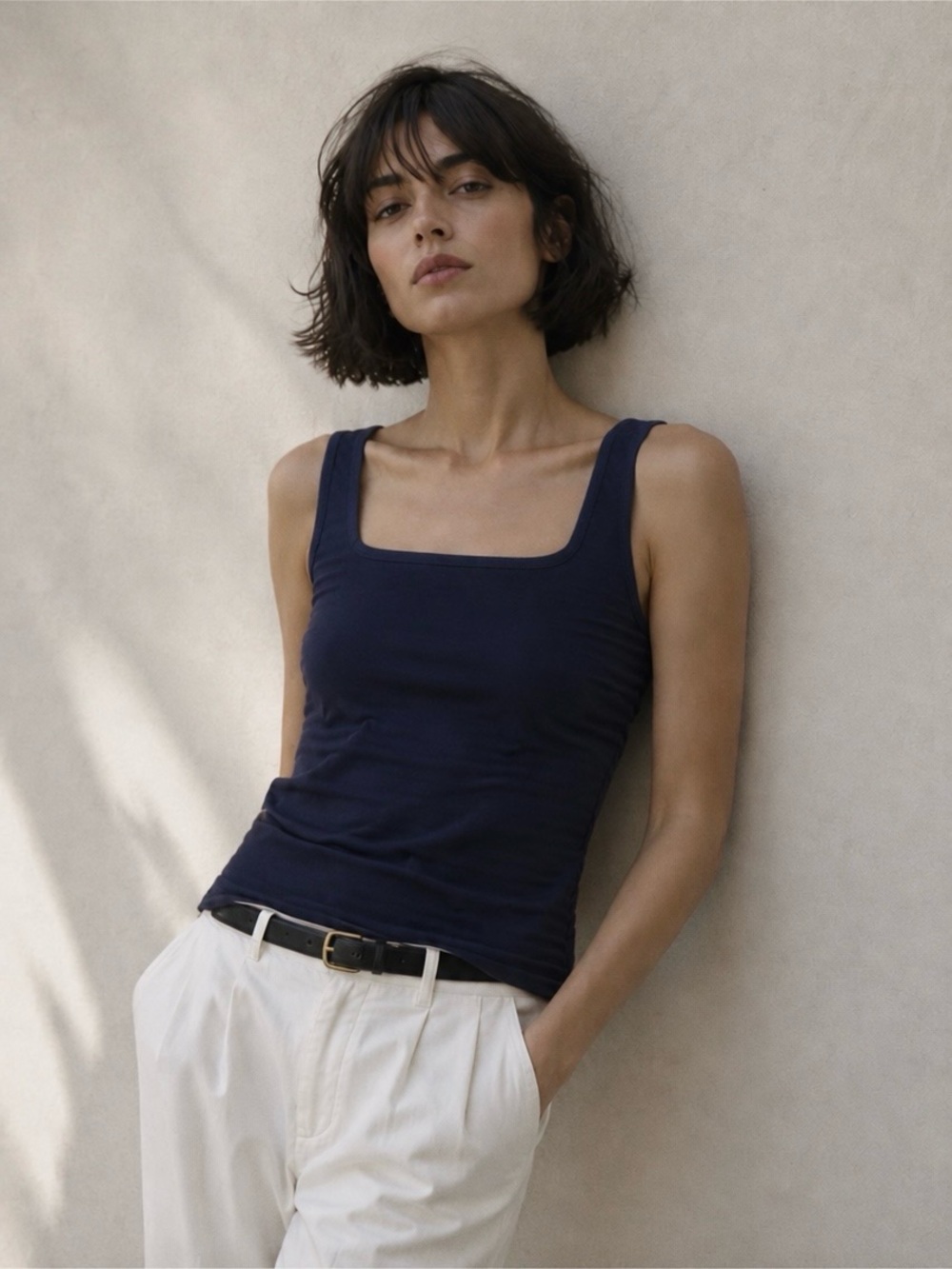 ADEAM X Carolyn Murphy Yama Tank Navy Minimalist NWOT Size Small